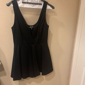 Mini Black Semi Plunge Dress/Romper